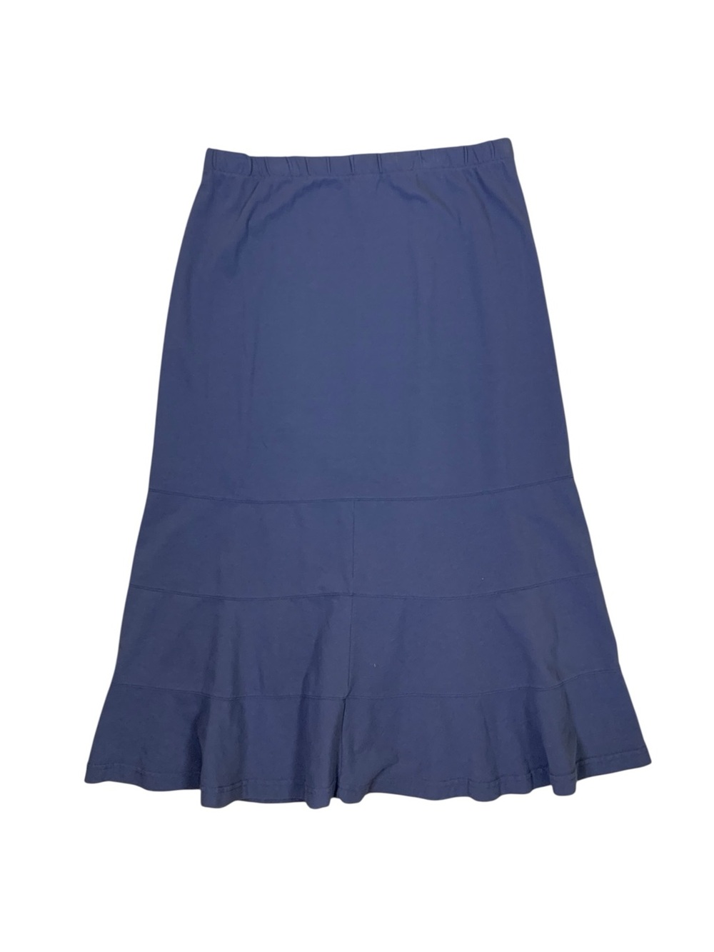 Peruvian Connection L Blue Pima Cotton Tiered Flowy Ruffle Midi Skirt Casual